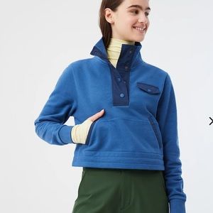 Outdoor Voices Cropped Organic Cotton Terry Snap Sweatshirt